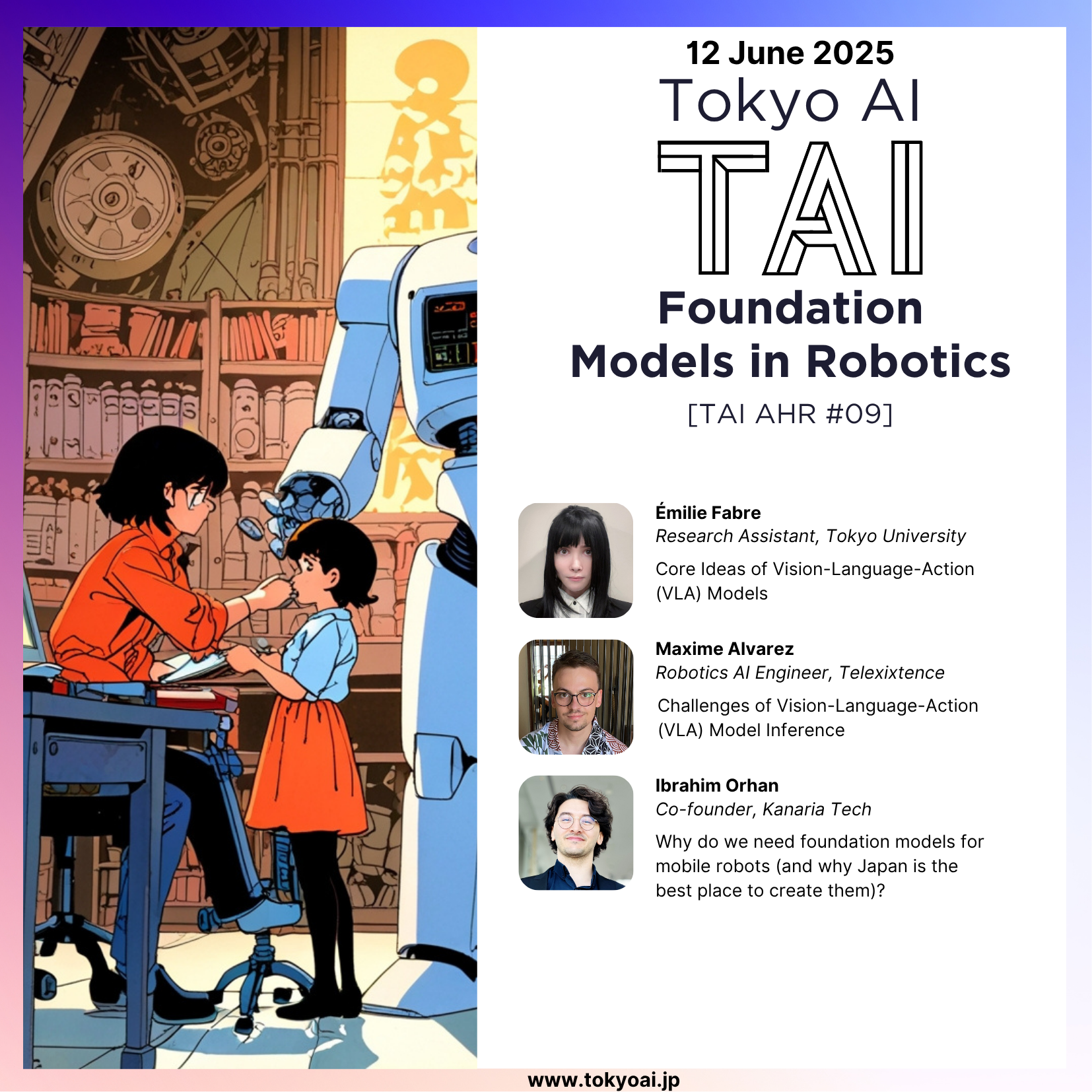 Tokyo AI event artwork for TAI AHR #09 - Foundation Models for Robotics.