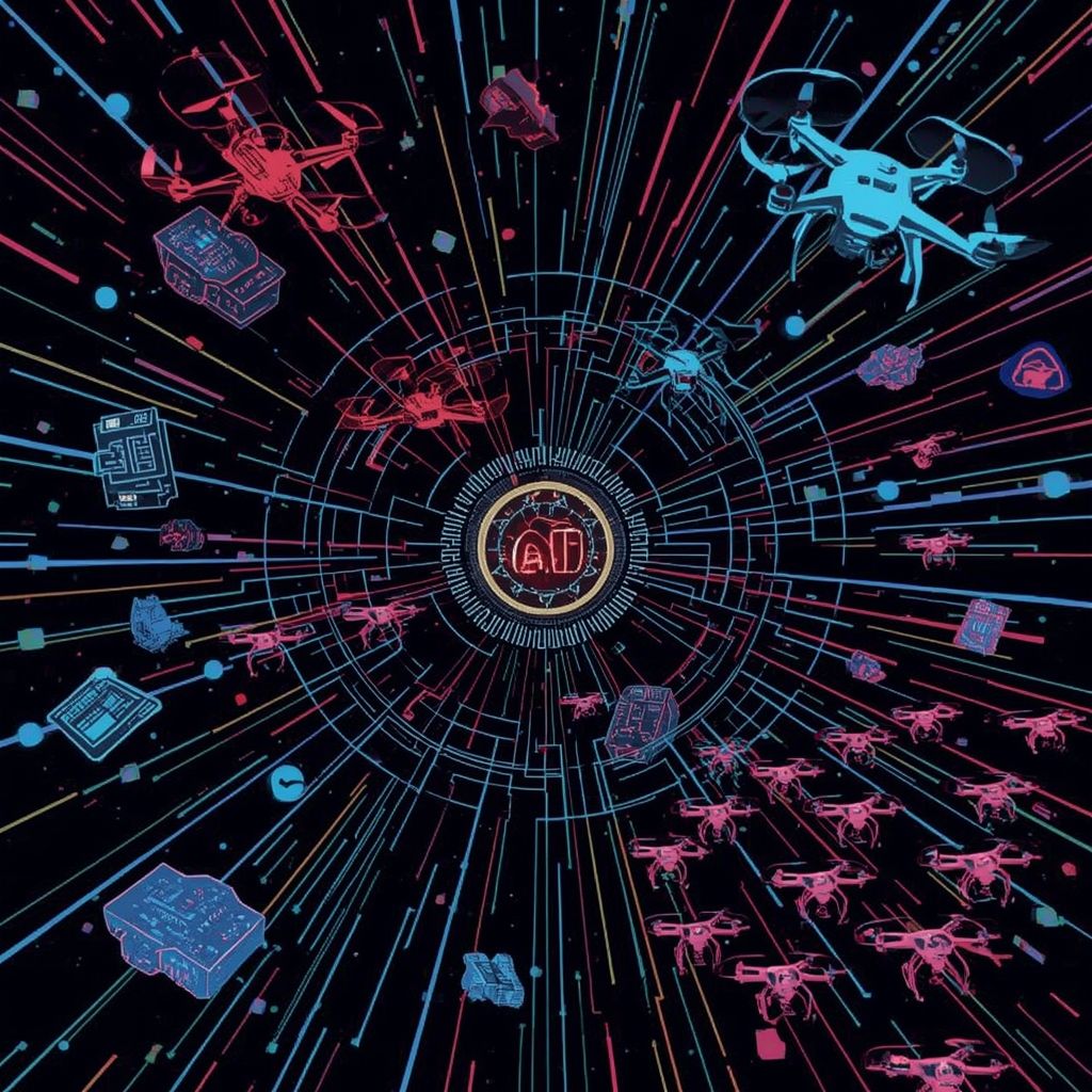 AI x Risk & Security event artwork showing connected digital systems.