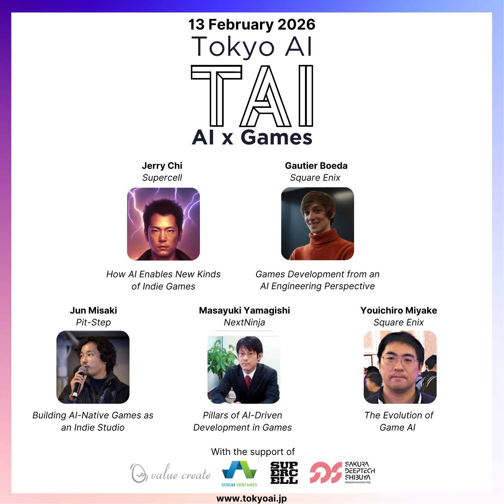 Tokyo AI「AI x Games - Revolutionizing Game Development and Game Experience」のイベント告知画像。