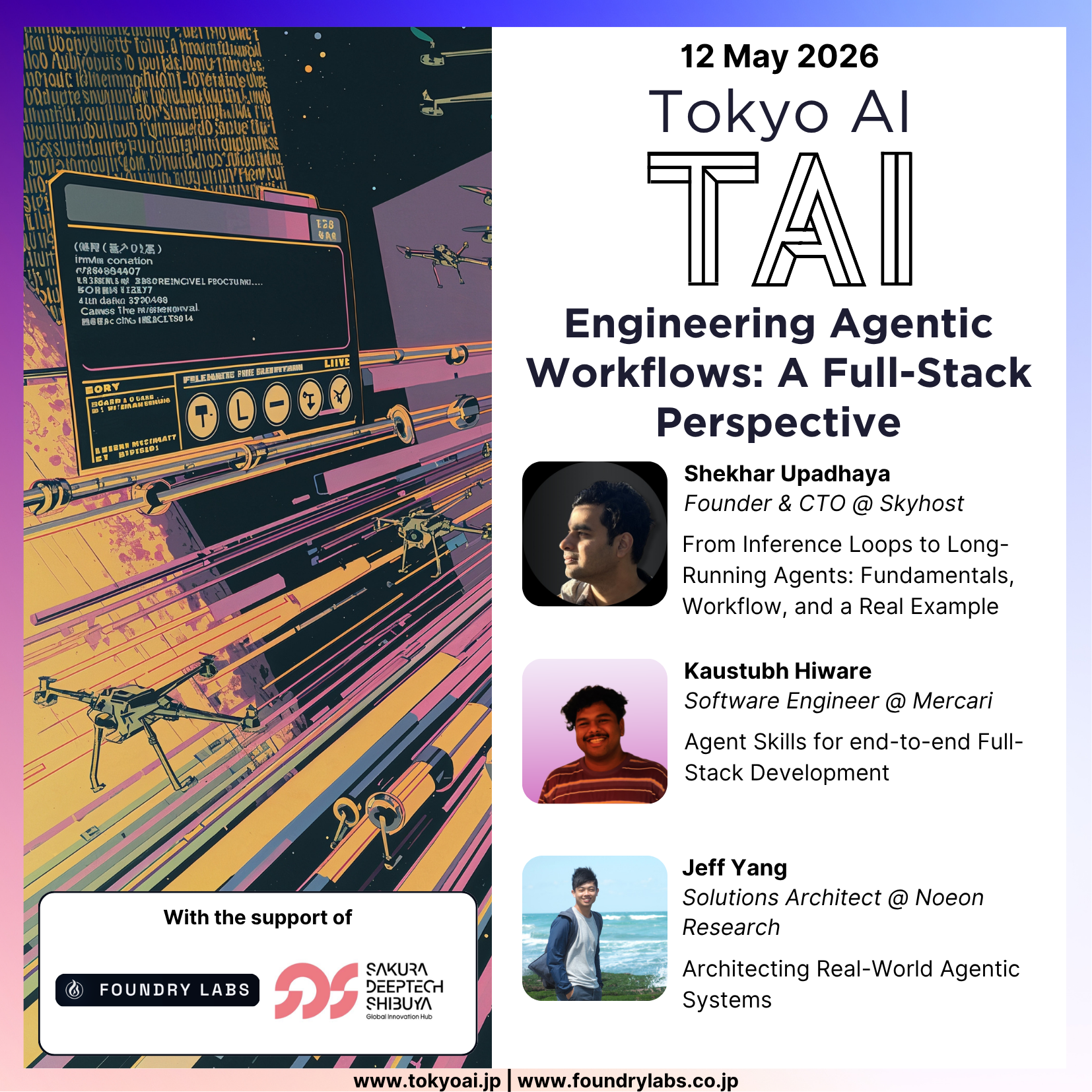 Tokyo AI event artwork for Engineering Agentic Workflows - A Full-Stack Perspective.