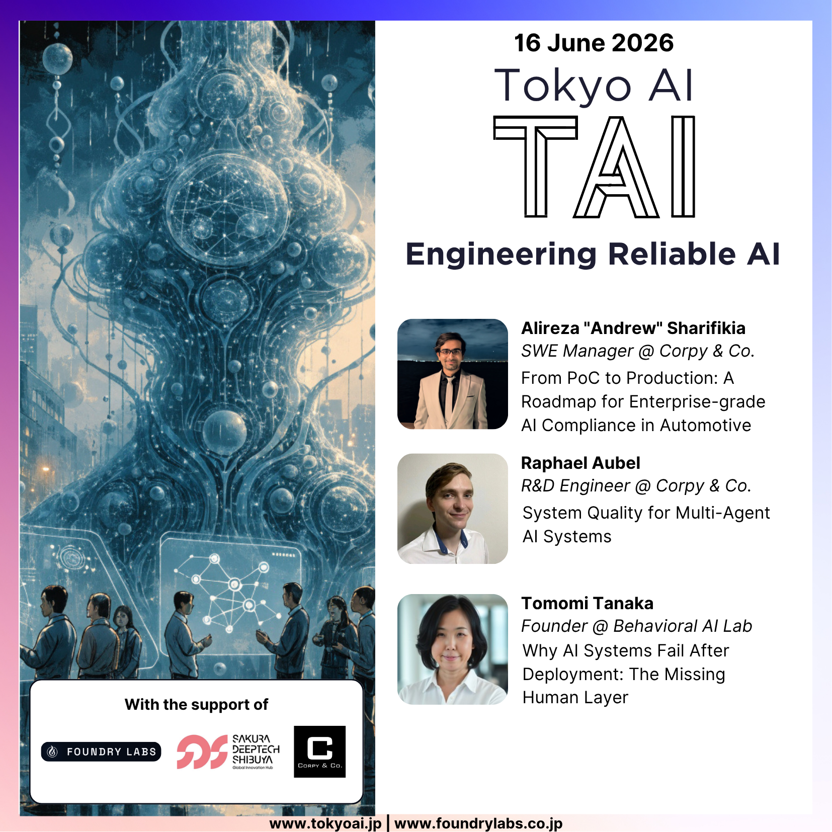 Tokyo AI event banner for Engineering Reliable AI at Scale, held on 16 June 2026.